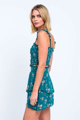 Gina Green Floral Print Two-Piece Dress