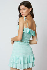 Take Me There Aqua Smocked Two-Piece Dress