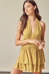 Tracie Golden Kiwi Halter Romper