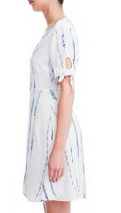 Lush Capri White and Blue Print Tie-Sleeve Mini Dress