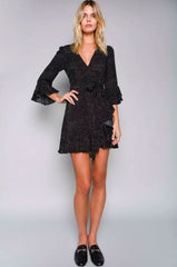Indecisive Black Polka Dot Wrap Dress