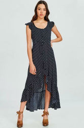 Dotty & Me Navy Blue and White Polka Dot Maxi Dress