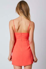 Love at First Sight Coral Wrap Mini Dress