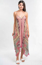Sun Kissed Pink Paisley Print Scarf Dress
