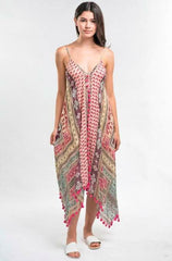 Sun Kissed Pink Paisley Print Scarf Dress