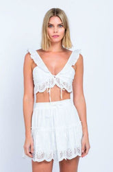 Mykonos Bay White Eyelet Two-Piece Dress
