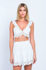 Mykonos Bay White Eyelet Two-Piece Dress