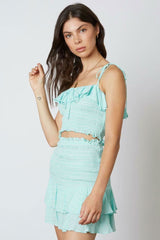 Take Me There Aqua Smocked Two-Piece Dress