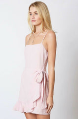 Laura Petal Pink Ruffle Wrap Mini Dress