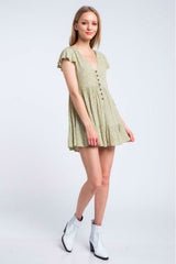 Tina Apple Green Boho Print Mini Dress