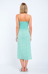 Jessica Spring Green and White Print Midi Dress