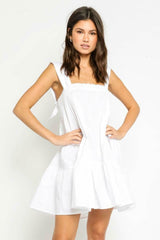 Summer Breeze White Tie-Strap Swing Dress