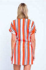 Tina Orange Striped Wrap Dress