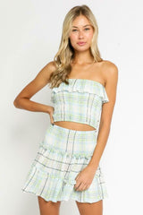 Take Me With You Green Plaid Two-Piece Dress