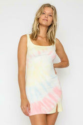 Groovy Vibes Pink and Blue Tie-Dye Tank Dress