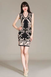 Anthi Black Floral Bodycon Sweater Dress