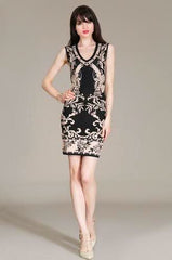 Anthi Black Floral Bodycon Sweater Dress