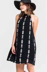 Wild West Black Mock Neck Shift Dress