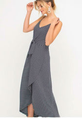 Consider This Navy Blue and White Striped Maxi Tank Dress