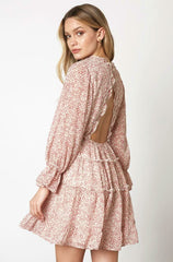 Blossom Vibes Brick Red Floral Mini Dress