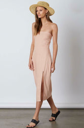 Bridget Blush Pink Strapless Midi Dress