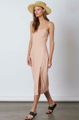 Bridget Blush Pink Strapless Midi Dress