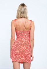 First Crush Red and White Floral Triple Tie Cami Dress