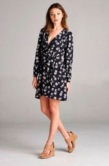 Sonoma Navy Floral Print Wrap Dress