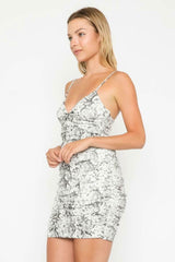 Bold Love Grey and White Snake Print Mini Dress