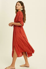 Truly Perfect Brick Red Midi Dress