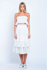 Isabella White Strapless Two-Piece Midi Dress