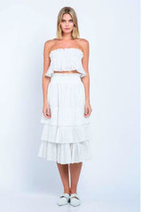 Isabella White Strapless Two-Piece Midi Dress