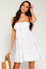 Canyon Sunset White Strapless Mini Dress