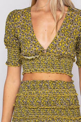 Julia Lemongrass Floral Print Smocked Two-Piece Mini Dress