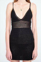 Astrid Black Crochet Swim Cover-Up