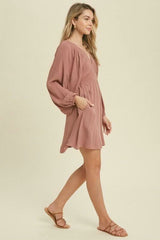 Much Love Red Balloon Sleeve Mini Dress