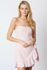 Laura Petal Pink Ruffle Wrap Mini Dress
