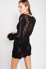 Before You Go Black Sheer Crochet Swim Cover-Up