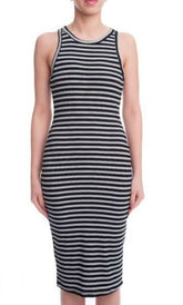 Virginia Black and  Ivory Striped Tank Dress