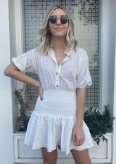 Blair White Eyelet Mini Dress