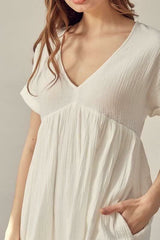 I Need You More White V-Neck Romper Dress
