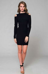 Chelsea Black Bodycon Cold Shoulder Dress