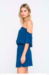 Frankie Says Aegean Blue Off-the-Shoulder Mini Dress