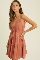 Happiness Is Brick Red Sleeveless Mini Swing Dress