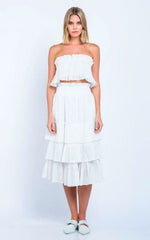 Isabella White Strapless Two-Piece Midi Dress