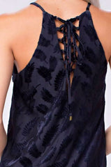 Demi Navy Burnout Velvet Shift Dress