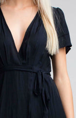 Come Together Navy Blue Midi Wrap Dress