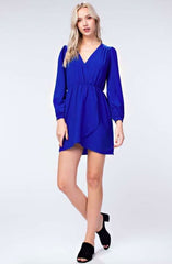 Hannah Royal Blue Long Sleeve Wrap Dress