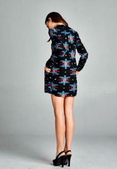 Desiree Embroidered Black Long Sleeve Tunic Dress