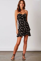 Oasis Black Floral Print Strapless Mini Dress